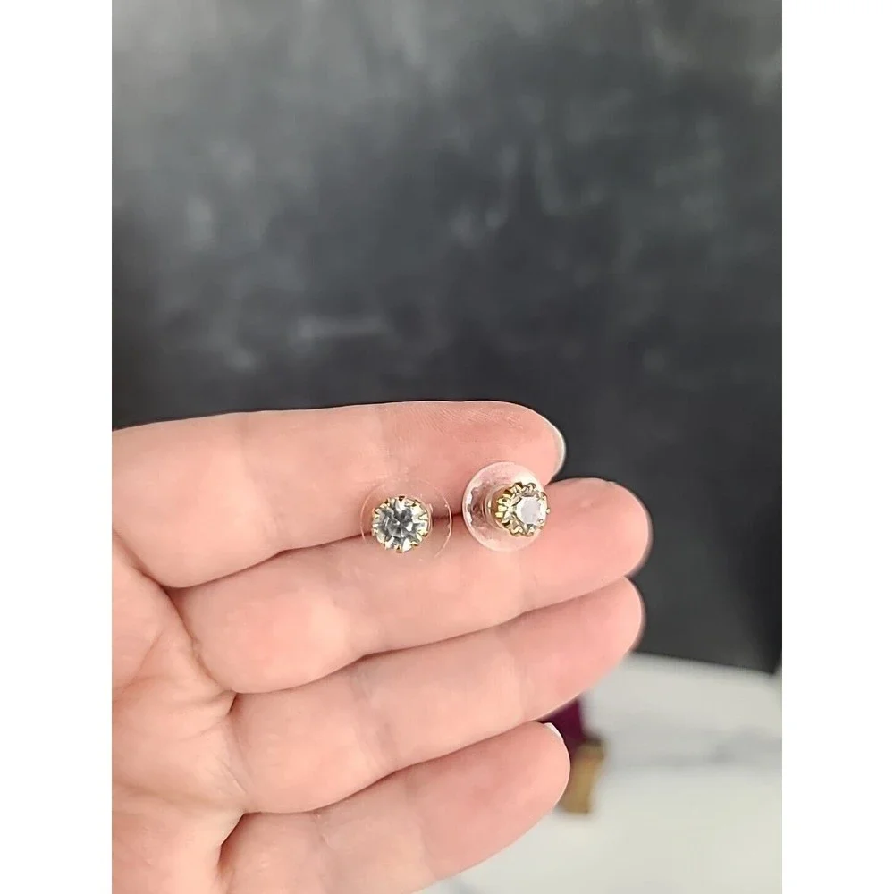 Vintage Clear Rhinestone Stud Earrings